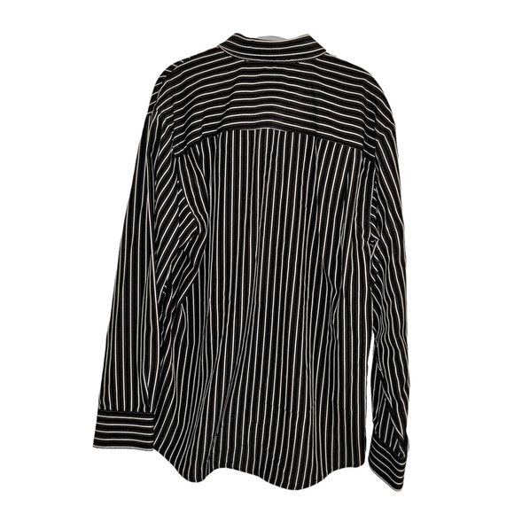 Black & White Michael Brandon Striped Button Down Top Men’s Size Large Polyester - Picture 3 of 4